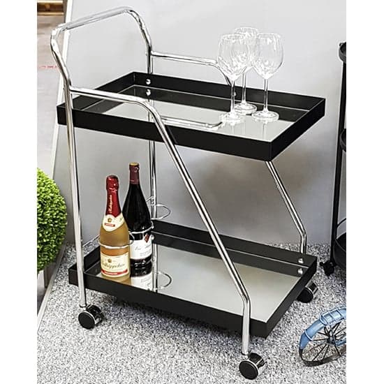Chulavista Metal Drinks And Serving Trolley In Chrome And Black_1