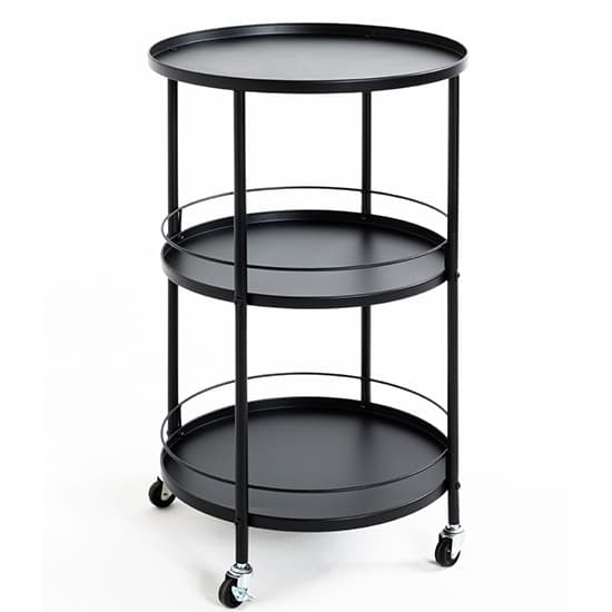 Chulavista Round Metal Drinks And Serving Trolley In Black_3