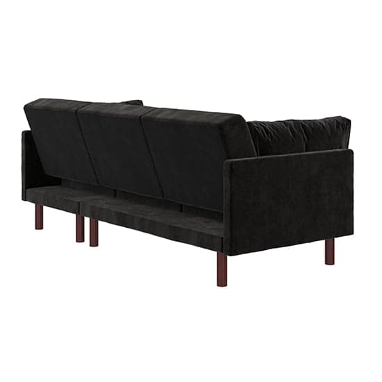 Claire Velvet Sectional Sofa Bed With Dark Wooden Legs In Black_7