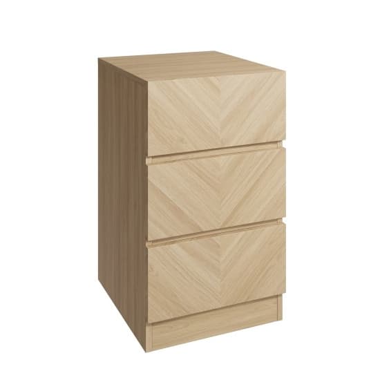 Ciana Euro Oak Wooden Bedside Cabinet With 3 Drawers In Pair_4