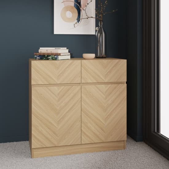 Cianna Wooden Sideboard With 2 Doors 2 Drawers In Euro Oak_1
