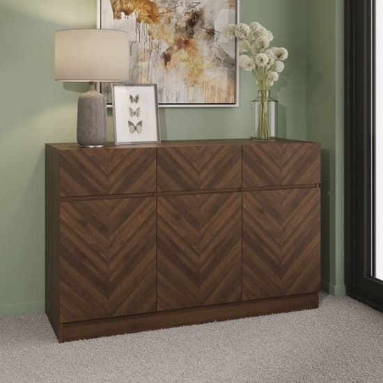 Cianna Wooden Sideboard With 3 Doors 3 Drawers In Royal Walnut_1