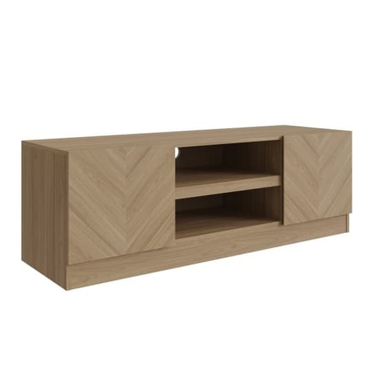 Cianna Wooden TV Stand With 2 Doors In Euro Oak_2