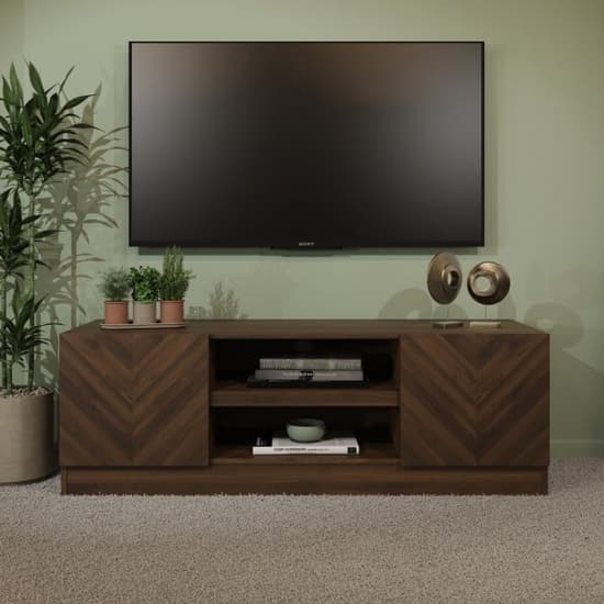 Cianna Wooden TV Stand With 2 Doors In Royal Walnut_1