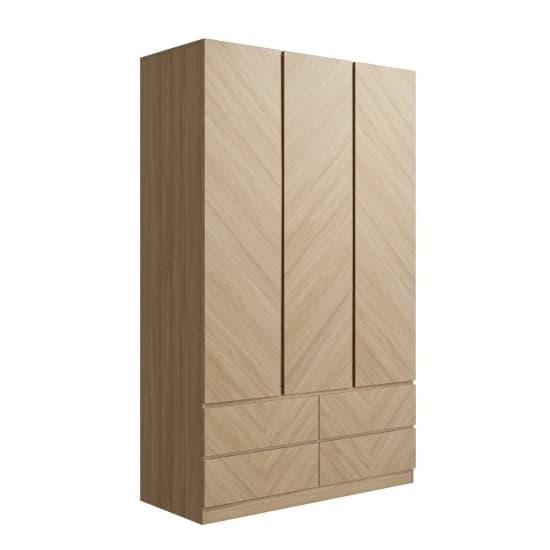 Cianna Wooden Wardrobe With 3 Doors 4 Drawers In Euro Oak_4