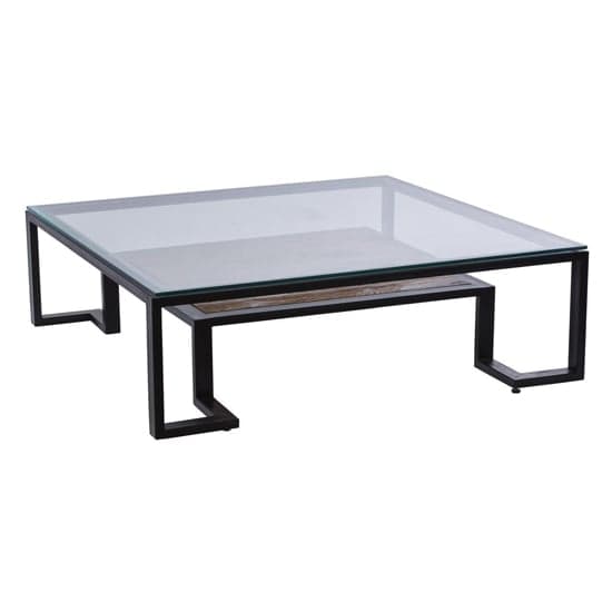 Ciao Clear Glass Coffee Table With Black Metal Frame_2