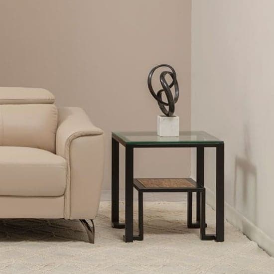Ciao Clear Glass Side Table With Black Metal Frame_1