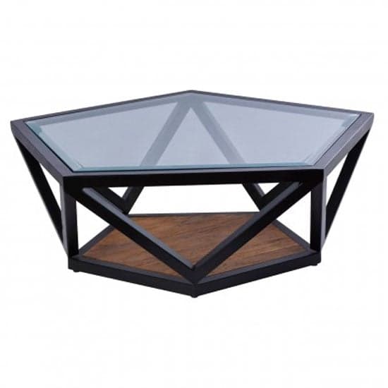 Ciao Clear Glass Top Pentagon Coffee Table With Black Metal Base_2