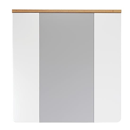 Ciara White Gloss Mirrored Bathroom Cabinet In Artisan Oak_3