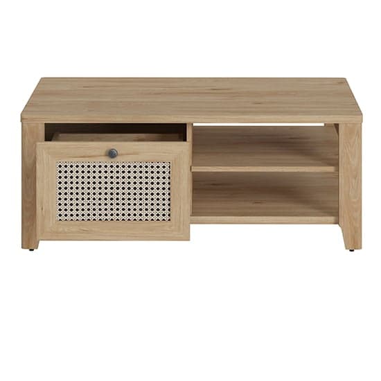 Cicero Coffee Table With 1 Drawer In Oak And Rattan Effect_3