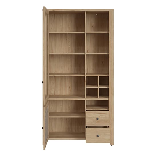 Cicero Display Cabinet With 2 Door 2 Drawer In Oak Rattan Effect_3