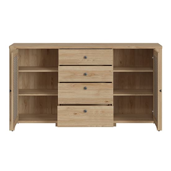 Cicero Sideboard With 2 Door 4 Drawer In Oak And Rattan Effect_4