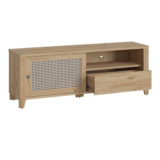 Cicero TV Stand With 1 Door 1 Drawer In Oak And Rattan Effect_2