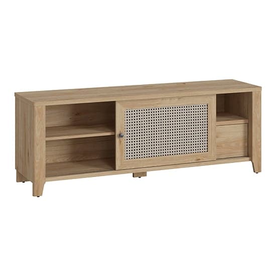 Cicero TV Stand With 1 Door 1 Drawer In Oak And Rattan Effect_3
