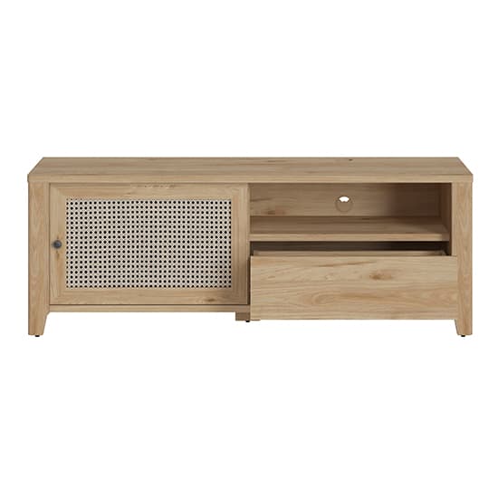 Cicero TV Stand With 1 Door 1 Drawer In Oak And Rattan Effect_4