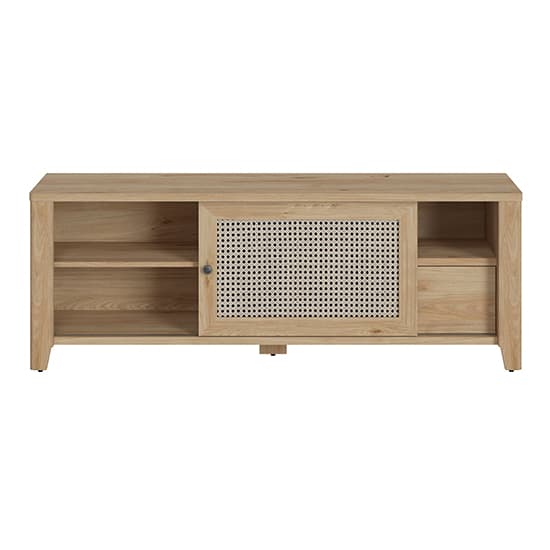 Cicero TV Stand With 1 Door 1 Drawer In Oak And Rattan Effect_5