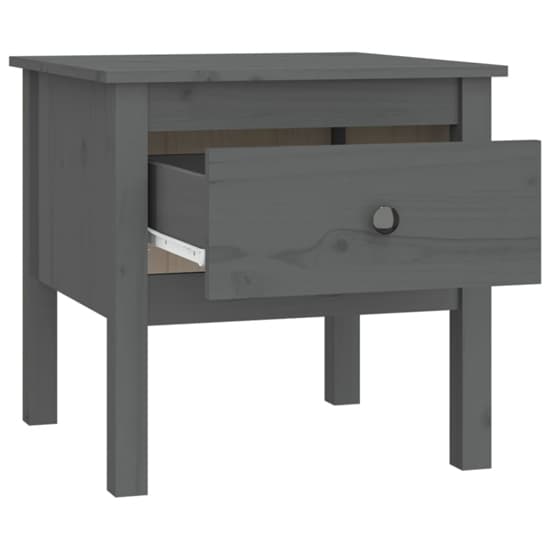 Ciella Pine Wood Side Table With 1 Drawer In Grey_5