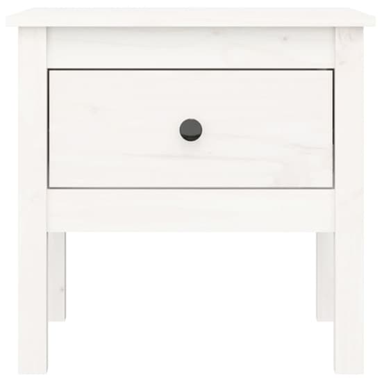 Ciella Pine Wood Side Table With 1 Drawer In White_4