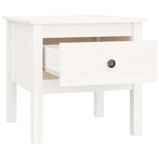 Ciella Pine Wood Side Table With 1 Drawer In White_5