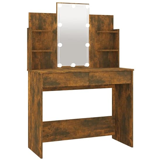 Cielle Wooden Dressing Table In Smoked Oak With LED Lights_2