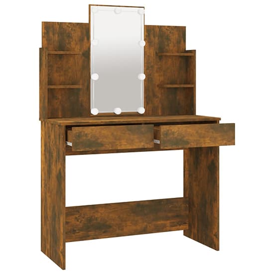 Cielle Wooden Dressing Table In Smoked Oak With LED Lights_3