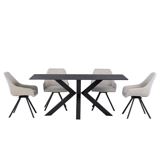 Cielo Black Stone Dining Table With 6 Valko Stone Chairs_2