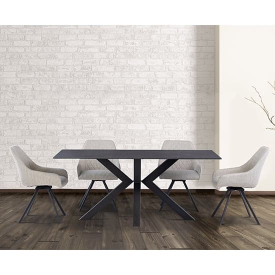Cielo Black Stone Dining Table With 6 Valko Stone Chairs_1
