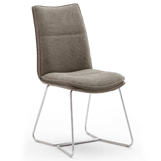 Ciko Cappuccino Fabric Dining Chairs With Brushed Legs In Pair_2