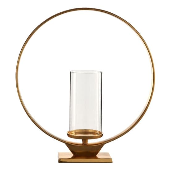 Circus Large Glass Candle Holder With Gold Aluminium Frame_2