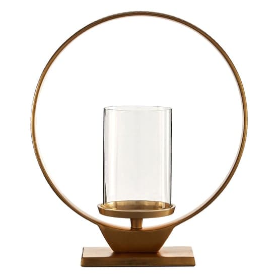 Circus Medium Glass Candle Holder With Gold Aluminium Frame_2