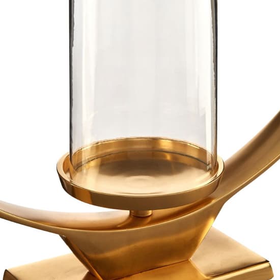 Circus Medium Glass Candle Holder With Gold Aluminium Frame_4