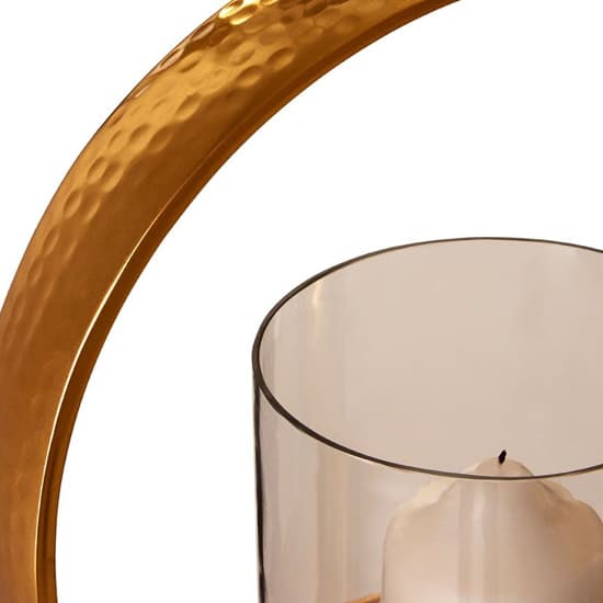 Circus Small Glass Candle Holder With Gold Aluminium Frame_4