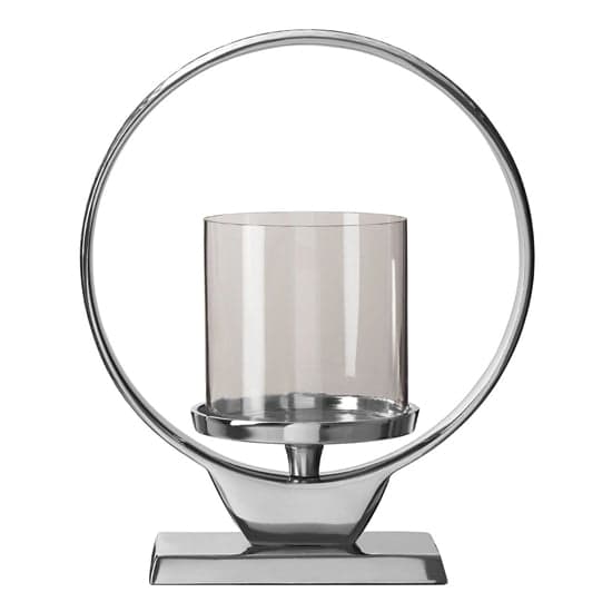 Circus Small Glass Candle Holder With Silver Aluminium Frame_2