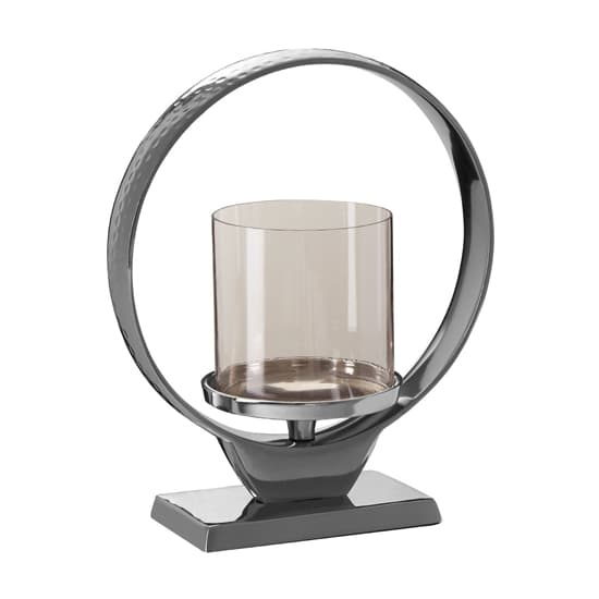 Circus Small Glass Candle Holder With Silver Aluminium Frame_1