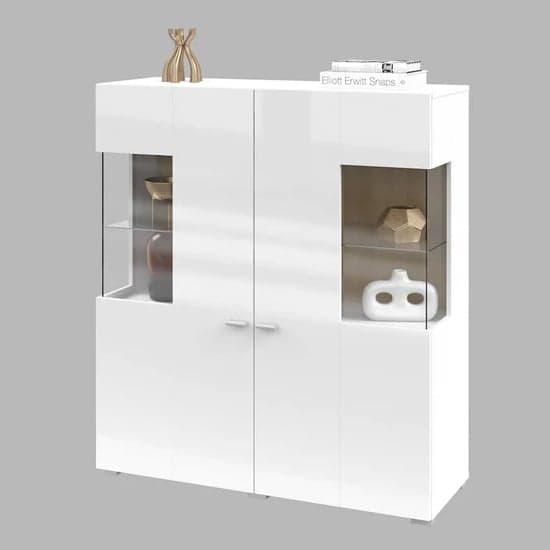 Citrus High Gloss Display Cabinet With 2 Doors In White_2