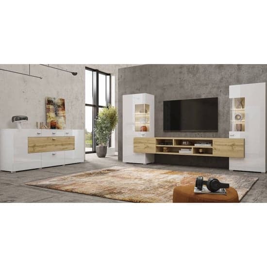 Citrus High Gloss Display Cabinet With 2 Doors In White_4