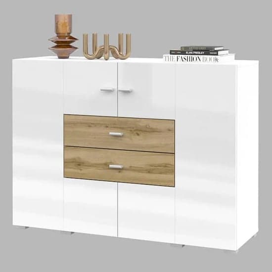 Citrus High Gloss Sideboard With 2 Doors 2 Drawers In White_2
