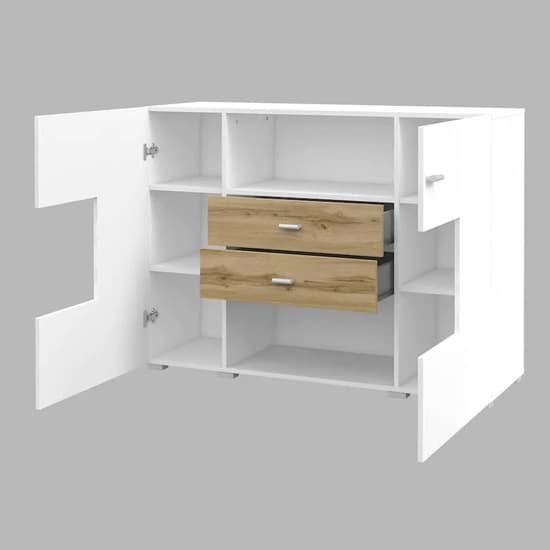 Citrus High Gloss Sideboard With 2 Doors 2 Drawers In White_3