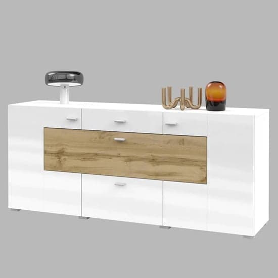 Citrus High Gloss Sideboard With 3 Doors 2 Drawers In White_2