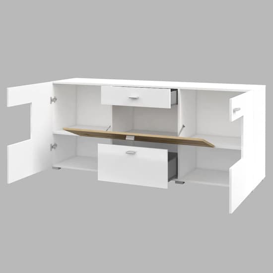 Citrus High Gloss Sideboard With 3 Doors 2 Drawers In White_3