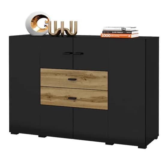 Citrus Wooden Sideboard With 2 Doors 2 Drawers In Black_2