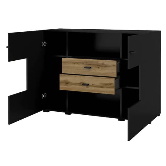 Citrus Wooden Sideboard With 2 Doors 2 Drawers In Black_3