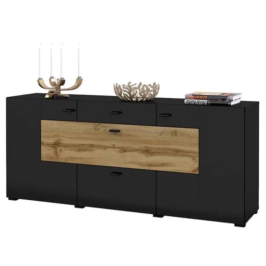 Citrus Wooden Sideboard With 3 Doors 2 Drawers In Black_2