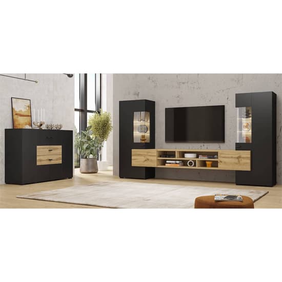 Citrus Wooden Sideboard With 3 Doors 2 Drawers In Black_4
