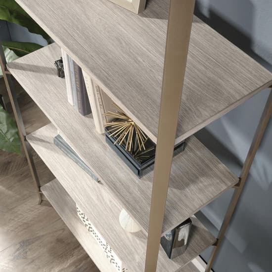 City Centre Wooden Bookcase With 5 Shelves In Champagne Oak_4