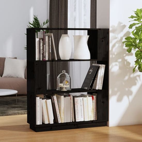 Civilla Pinewood Bookcase And Room Divider In Black_2