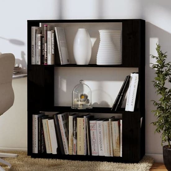 Civilla Pinewood Bookcase And Room Divider In Black_1