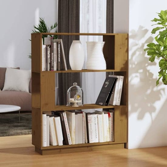 Civilla Pinewood Bookcase And Room Divider In Honey Brown_2
