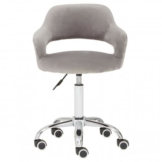 Civo Home And Office Velvet Chair In Grey With Curved Back_2