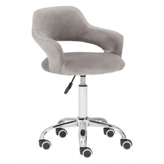 Civo Home And Office Velvet Chair In Grey With Curved Back_3